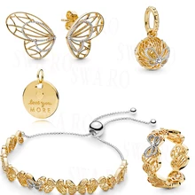 Классические высококачественные Новые блестящие ажурные серьги-бабочки с кулоном из серебра 925 пробы, модные оригинальные женские ювелирные изделия, подарок на день рождения