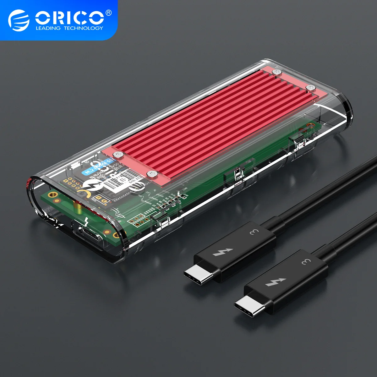 ORICO Thunderbolt 3 40 Гбит/с M.2 NVME SSD корпус 2 ТБ прозрачный USB C чехол с кабелем M2 PCIE жесткий