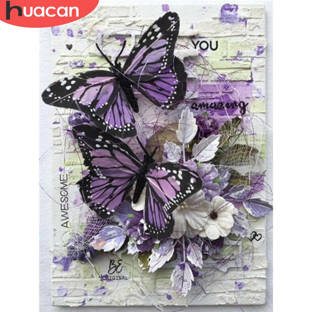 Diamond Painting Embroidery Cross-Stitch Rhinestones Home-Decor Butterfly Huacan 5d Full-Mosaic