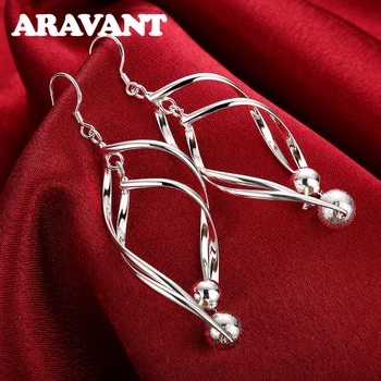 

2020 New Arrival 925 Silver Women High Quality Twist Sanding Ball Hanging Long Drop Earring Jewelry