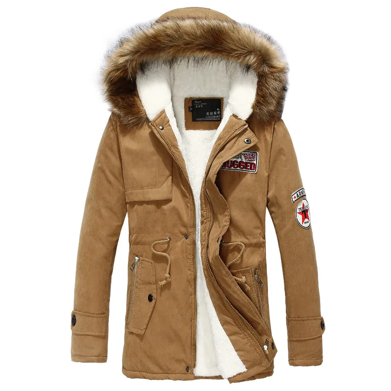Парка, мужские пальто, зимняя куртка, Мужская тонкая утолщенная меховая верхняя одежда с капюшоном, мужское теплое пальто, Повседневная однотонная брендовая одежда размера плюс S-4XL