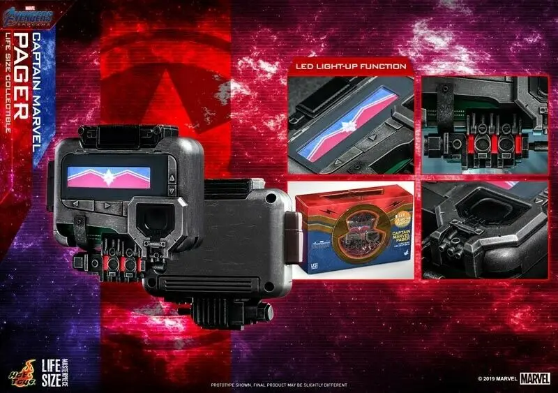 Горячие игрушки 1/1 капитан Марвел пейджер в натуральную величину LMS009 Figrue W/светодиодный светильник