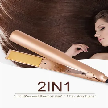 

Hair Straightener Curler 2-in-1 110-240V Hair Iron Straightener Curler With Ceramic Plate Adjustable Temp 140℃-220℃ Dual Volta