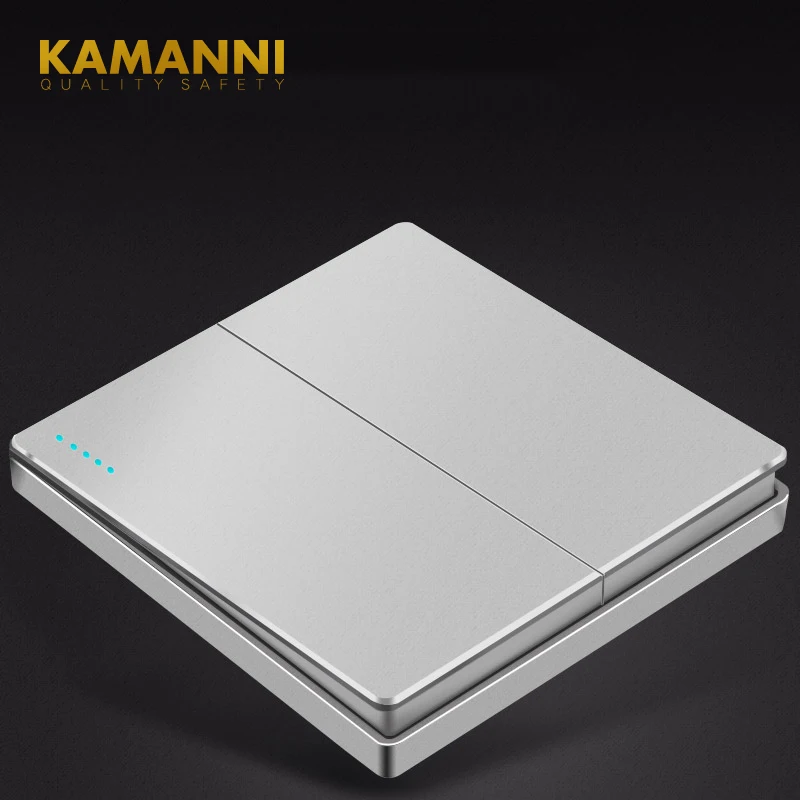 

KAMANNI wall switch gray 2gang combination button LED light switch on / off wall switch button switch plastic panel