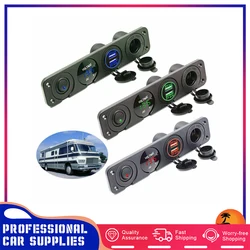 Prise allume cigare double USB pour voiture et bateau, panneau de commutation de voltmètre pour véhicule, bateau, camping Car 