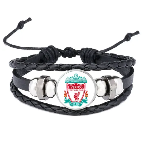 Liverpool Англия футбольный клуб браслет с логотипом Стекло Ювелирные изделия команда логотип браслет веер подарки Ювелирные изделия Кнопка ювелирные изделия мужские браслеты - Окраска металла: Liverpool