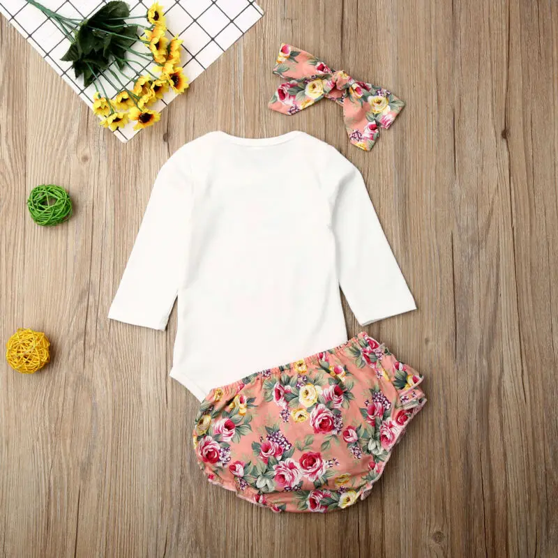 Осенняя одежда для новорожденных девочек; костюм ползунки комбинезон; штаны с цветочным рисунком