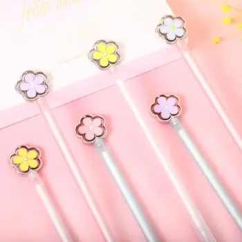 

1X Cute Korean Style Impression Flower Gel Pen Rollerball Pen School Office Supply Student Stationery 0.5mm Black Ink