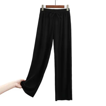 

New casual high waist trousers solid color elastic pants women red