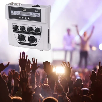 

Bluetooth o DJ Mixer Home Mixer Outdoor Microphone Amplifier Small Mixer with 2 Microphone White