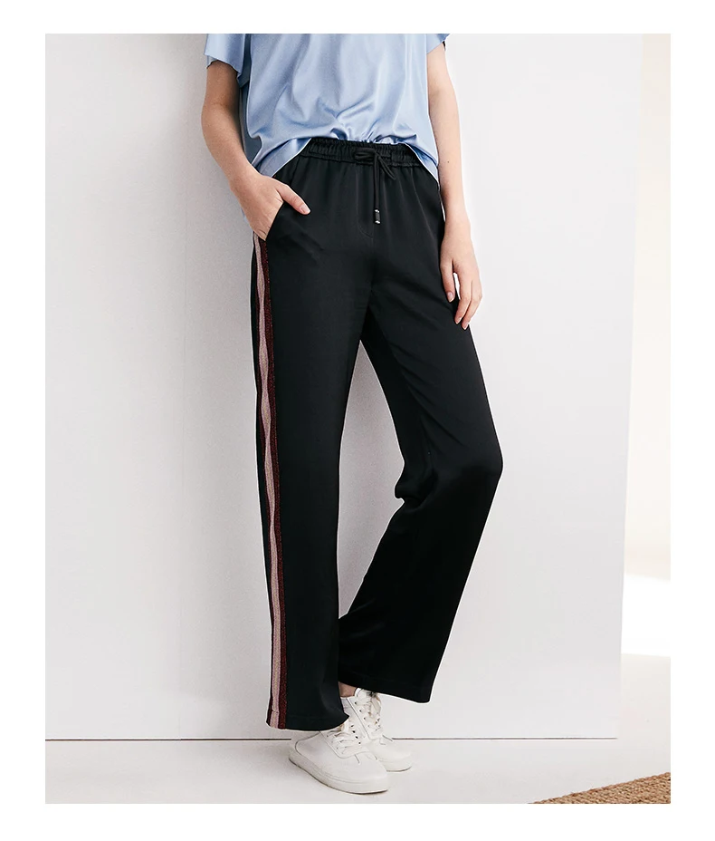 Женский эластичный пояс облегающие брюки в полоску с акриловой панелью и прямыми