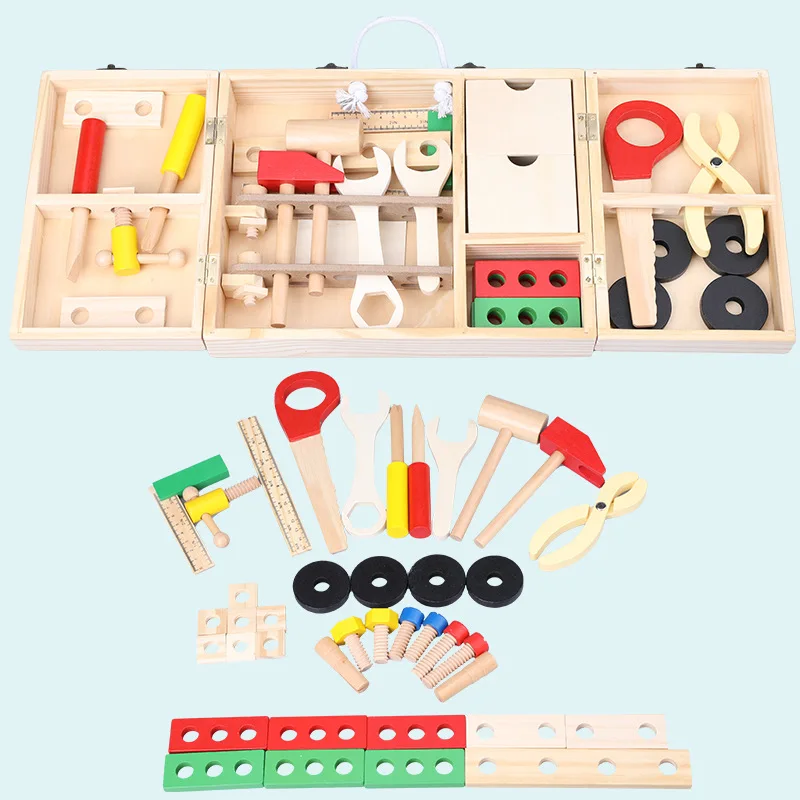 

New Style Wooden DIY Hand Educational Model Toolbox Children Play House Toy Set Boy Assembly Toy