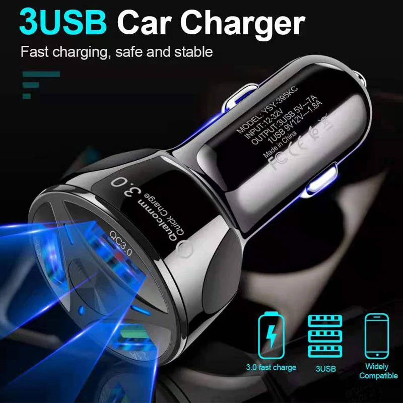 Универсальное быстрое автомобильное зарядное устройство QC3.0 QC2.0 USB для телефона