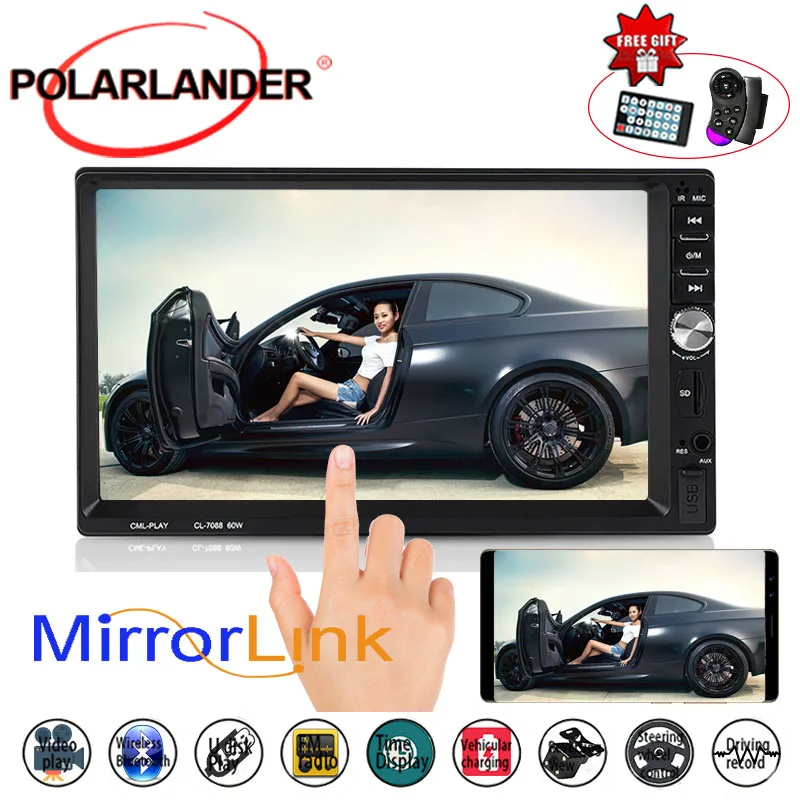 

Camera tape recorder Car DVD Multimedia 2 Din Radio Audio View Player 7 inch Touch mirrorlink RDS Rear Bluetooth
