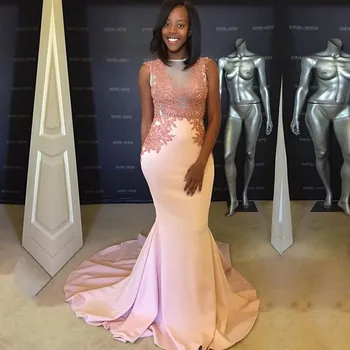 

Long Peach Appliques Sexy Scoop Back Mermaid Evening Dress Dubai Arabic Saudi Arabian Vestidos De Festa Prom Custom Made Plus