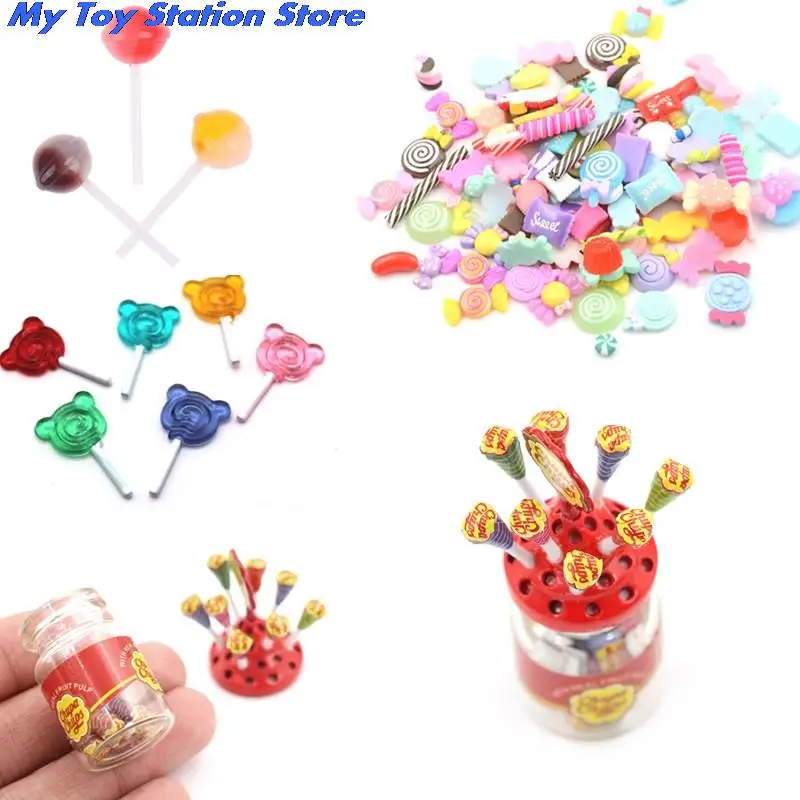 

Miniature Food Dessert Sugar Mini Lollipops With Case Holder Candy For Doll House 1/12 Kitchen Furniture Toys Accessories 1:12