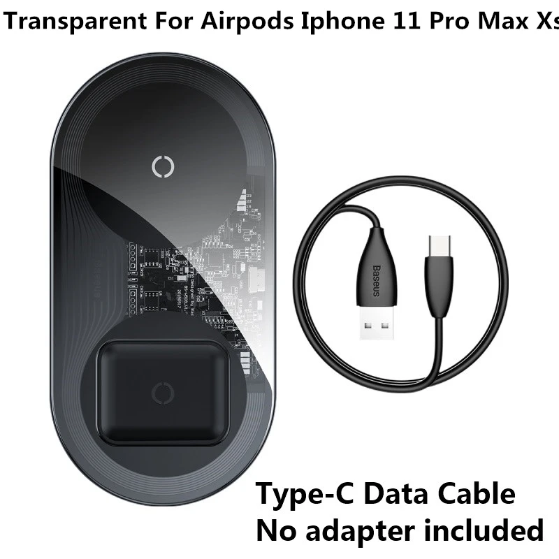 Baseus 3 в 1 Qi Беспроводное зарядное устройство для Airpods Apple Watch 4 3 2 1 iWatch быстрая Беспроводная зарядная площадка для iPhone 11 Pro Xs Max X - Цвет: 2 IN 1 Transparent