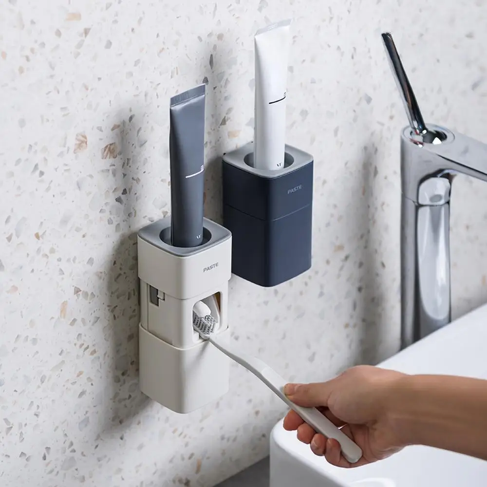 

Bathroom Accessories Set Toothbrush Holder Automatic Toothpaste Dispenser Holder Toothbrush Wall Mount Rack Bathroom Tools Set