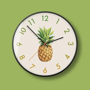 

Modern Minimalist Creative Household Metal Wall Living Room Bedroom Mute sao miao Clock yi shu zhong Pineapple