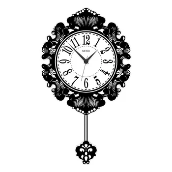 

Vintage Antique Style Large Wall Clock Modern Design Flower SwingableSilent Hanging Clocks Wall Sticker Home Decor B50
