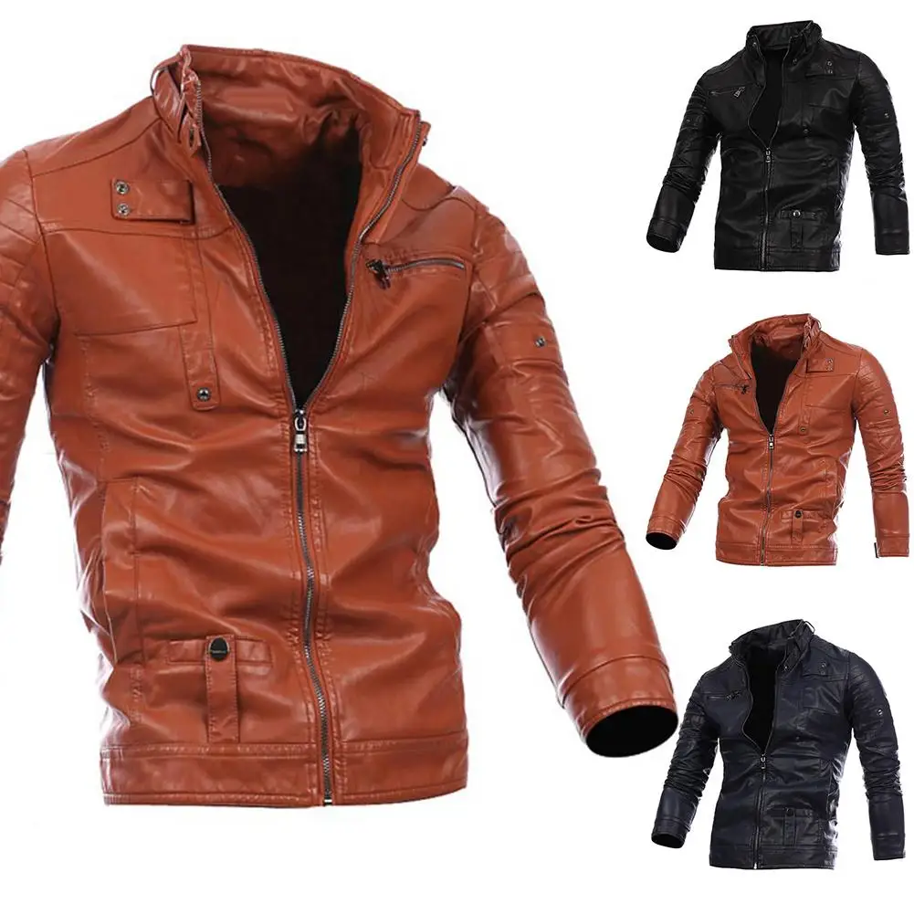 Mens Jackets Outwear Leather Jackets Men Motorcycle Jacket Male Vintage Jacket Coat Men Outfit Zipper Pocket Jacket Biker Coat Mens Jackets Outwear Leather Jackets Men Motorcycle Jacket Male Vintage Jacket Coat Men Outfit Zipper Pocket Jacket Biker Coat