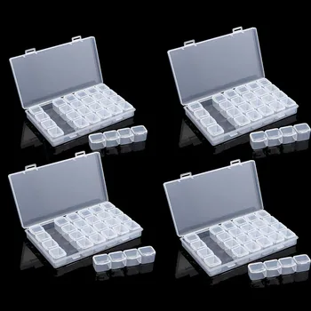 

4PCS/lot 5D Diamond Painting Box Accessories 28 Grids DIY Diamond Embroidery Tool Jewelry Nail Art Rhinestone Storage Box