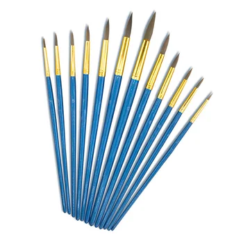 

Blue Color Nylon Hair Watercolor Paint Brushes Acrylic Wood Oil Painting Brush Sets School Students Stationery Accessories