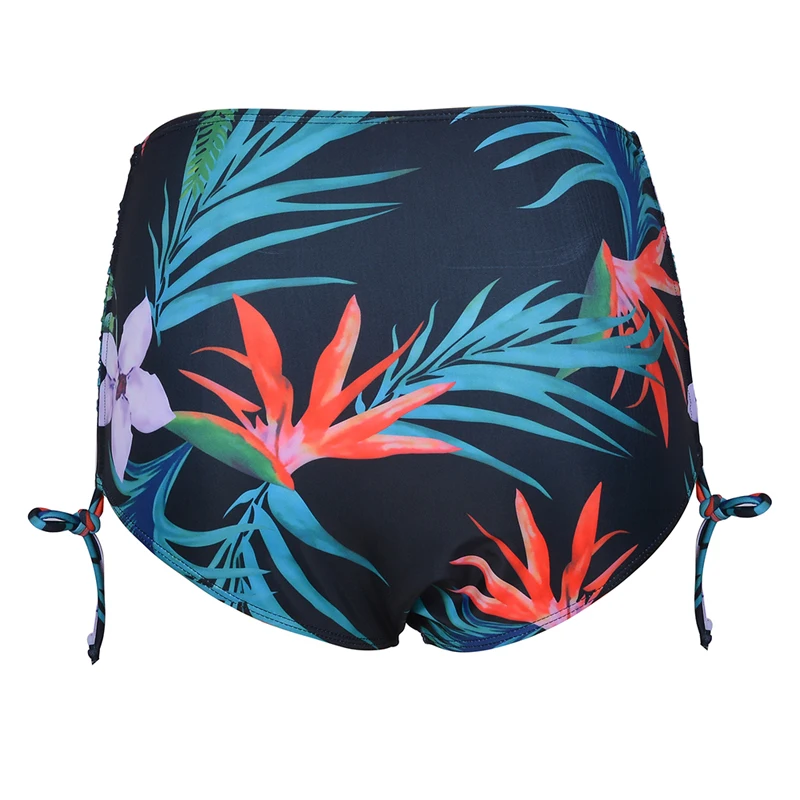 Women Retro High Waist Bikini Bottom floral Printed Swimming Trunks for Female Ruched Side Tie Swim Briefs Beachwear