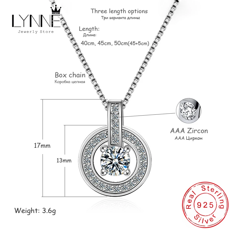 New Fashion 925 Sterling Silver Round AAA Zircon Pendant Necklace Dance Dazzling Rhinestone CZ Drop Necklaces Women Jewelry Gift