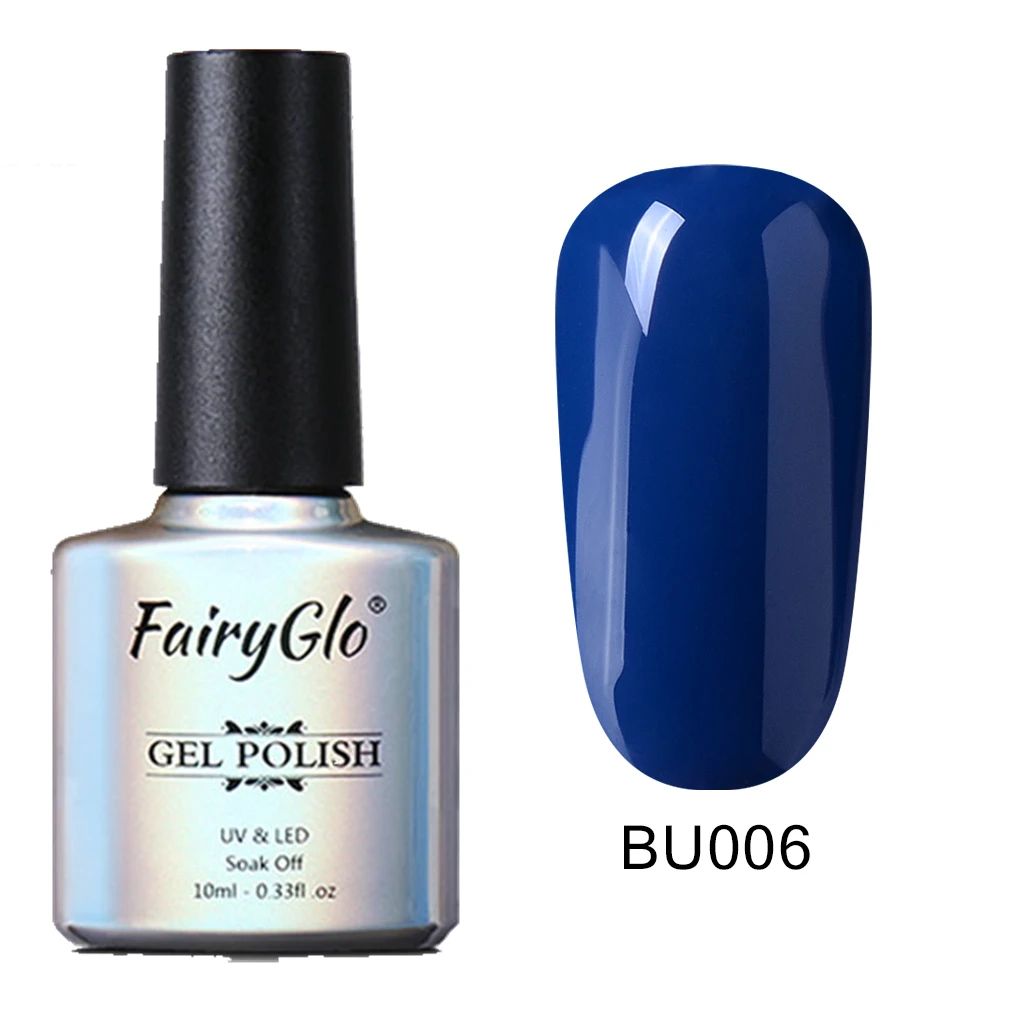FairyGlo, 10 мл, Синий Цветной Гель-лак для ногтей, Полупостоянный Светодиодный УФ-Гель-лак, лак для дизайна ногтей, впитывающий Гель-лак, Матовый верхний слой - Цвет: BU006