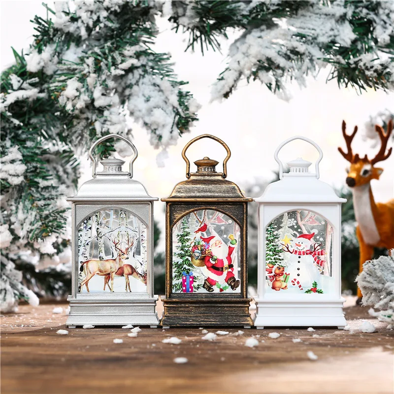 

Christmas Small Oil Lamp Night Light Ornaments Christmas Decorations Glow Portable Led Window Layout Ornaments Party Kids Gifts
