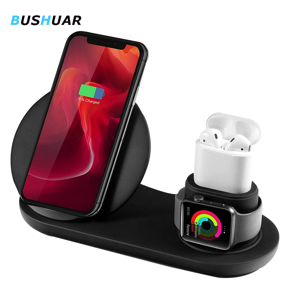 3 в 1 Быстрое беспроводное зарядное устройство для Apple Watch Series 2 4 samsung S10 QI