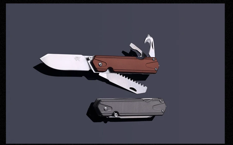 SANRENMU 7117 многофункциональный карманный EDC Складной нож с деревянной пилой режущий пояс стеклянный выключатель для аварийного выживания кемпинга