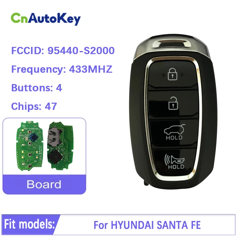CN020125 для HYUNDAI SANTA FE 4 кнопки бесконтактные смарт-ключ TQ8-FOB-4F19 95440-S2000 | Автомобили и
