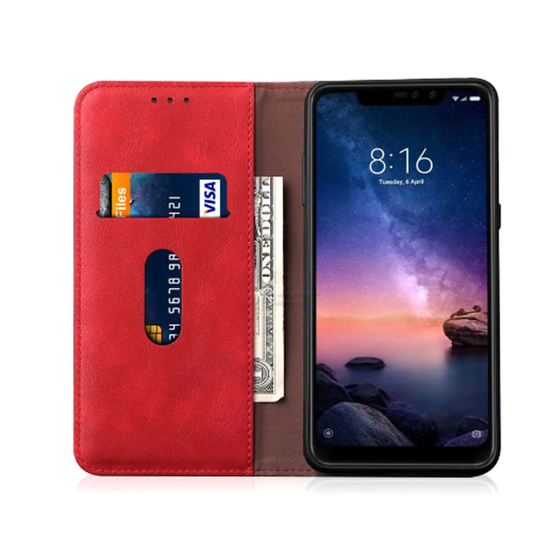 

For XiaoMi RedMI Note 7 6 Pro Case Luxury Retro Slim Leather Flip Cover Wallet Card Slot Stand Magnetic Book Cover Phone Case