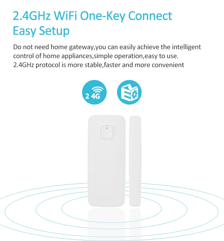 Tuya Smart WiFi датчик двери окна совместим с Alexa Google Assistant перезаряжаемый не требуется концентратор(с батареей