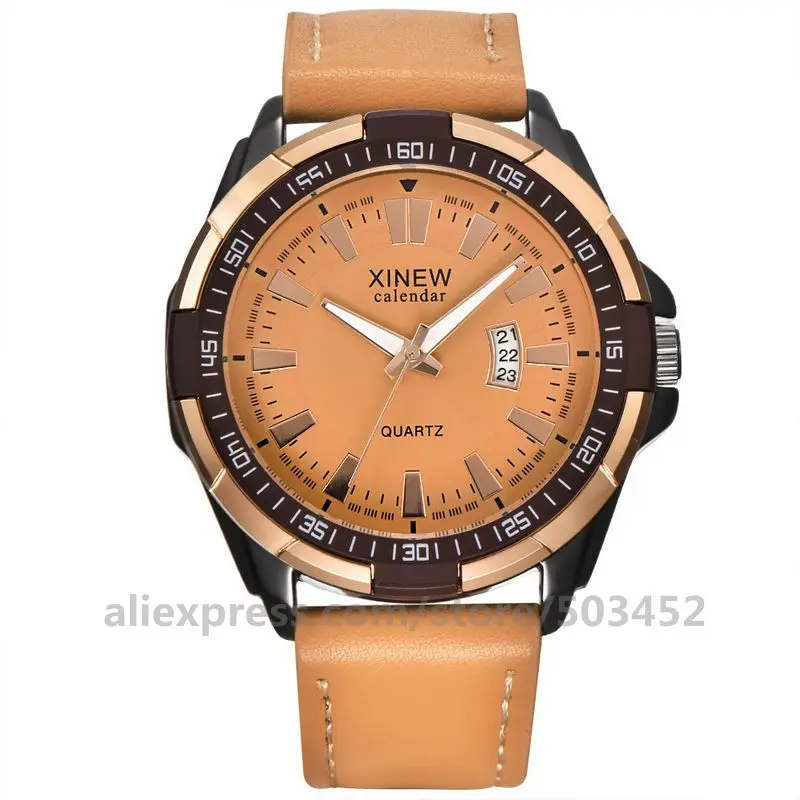 yellow 50 шт/лот XINEW 5538 часы с календарем Мужские Спортивные ПУ ремень Reloj stid Scale Hombre заводская цена часы крутые Модные мужские наручные часы - Цвет: yellow
