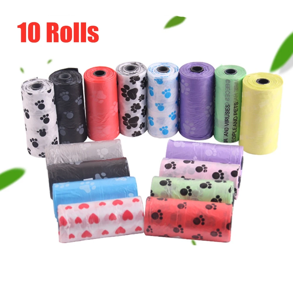 

10 Rolls Dog Poop Bag Cute Printing Cat Puppy Waste Pick Up Bags Outdoor Home Clean Disposable Refill Garbage Bag Pet Supply