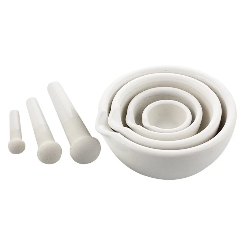 도자기 박격포 및 유 봉 60mm/80mm/100mm/130mm/160mm 혼합 연 삭 그릇 세트 화이트 실험실 키트 도구