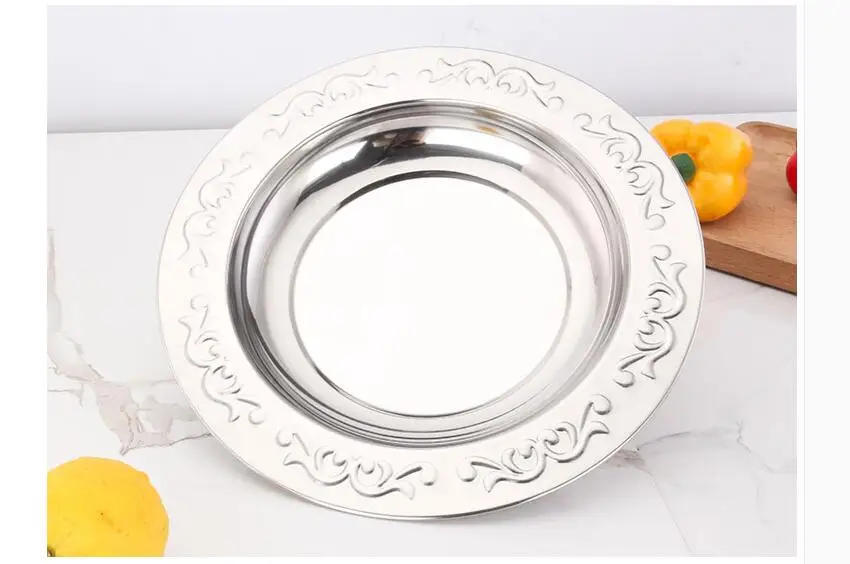 Outer diameter 45CM Пищевая Высококачественная Салатница с рисунком, большие кухонные приборы из нержавеющей стали, посуда - Цвет: Outer diameter 45CM