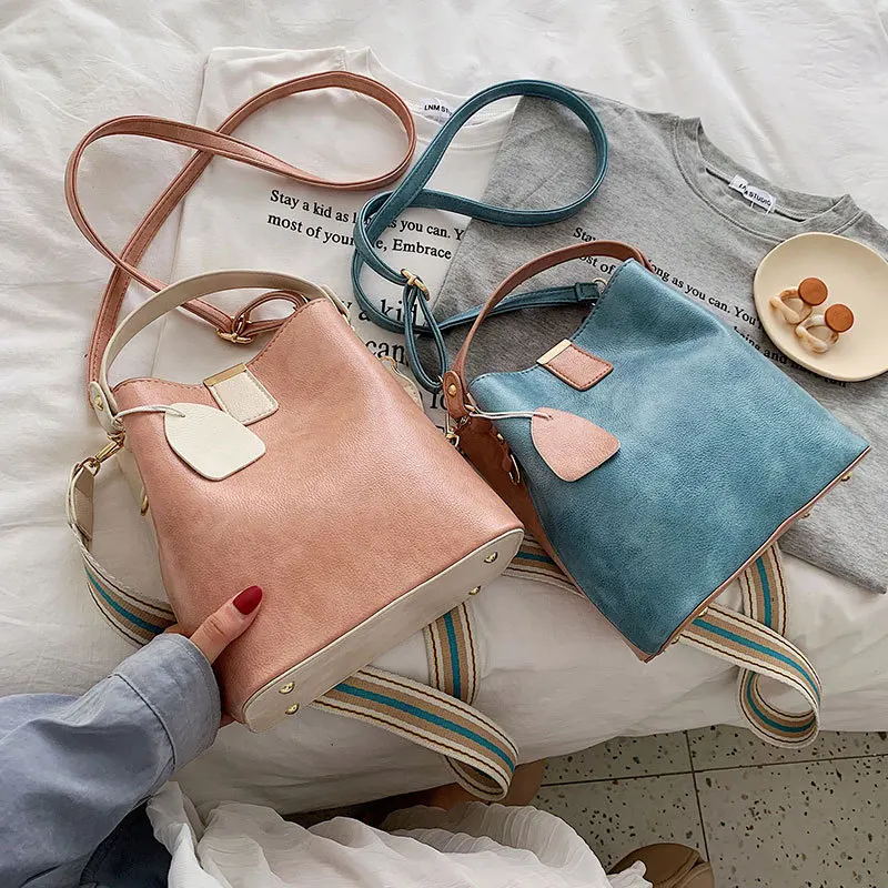 

Women's small bag 2019 summer new fashion Korean version of the large-capacity bucket bag summer shoulder slung broadband bag