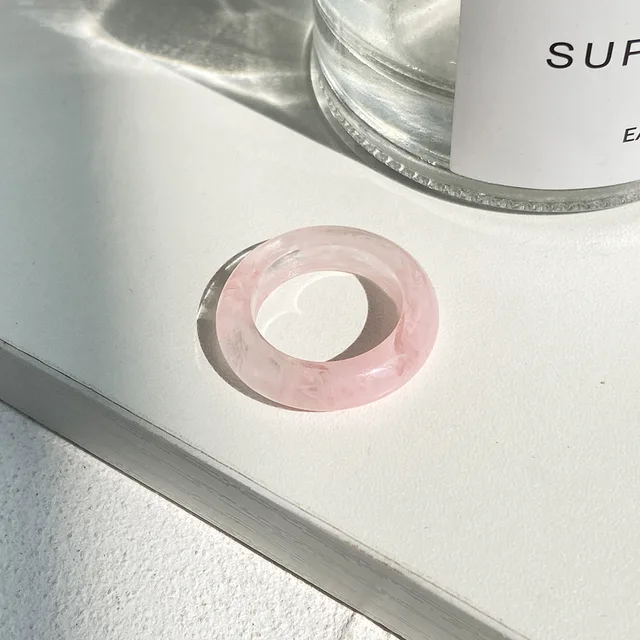 New Colorful Transparent Resin Acrylic Crystal Rhinestone Simple Geometric Square Round Rings Set for Women Fashion Jewelry JZ18