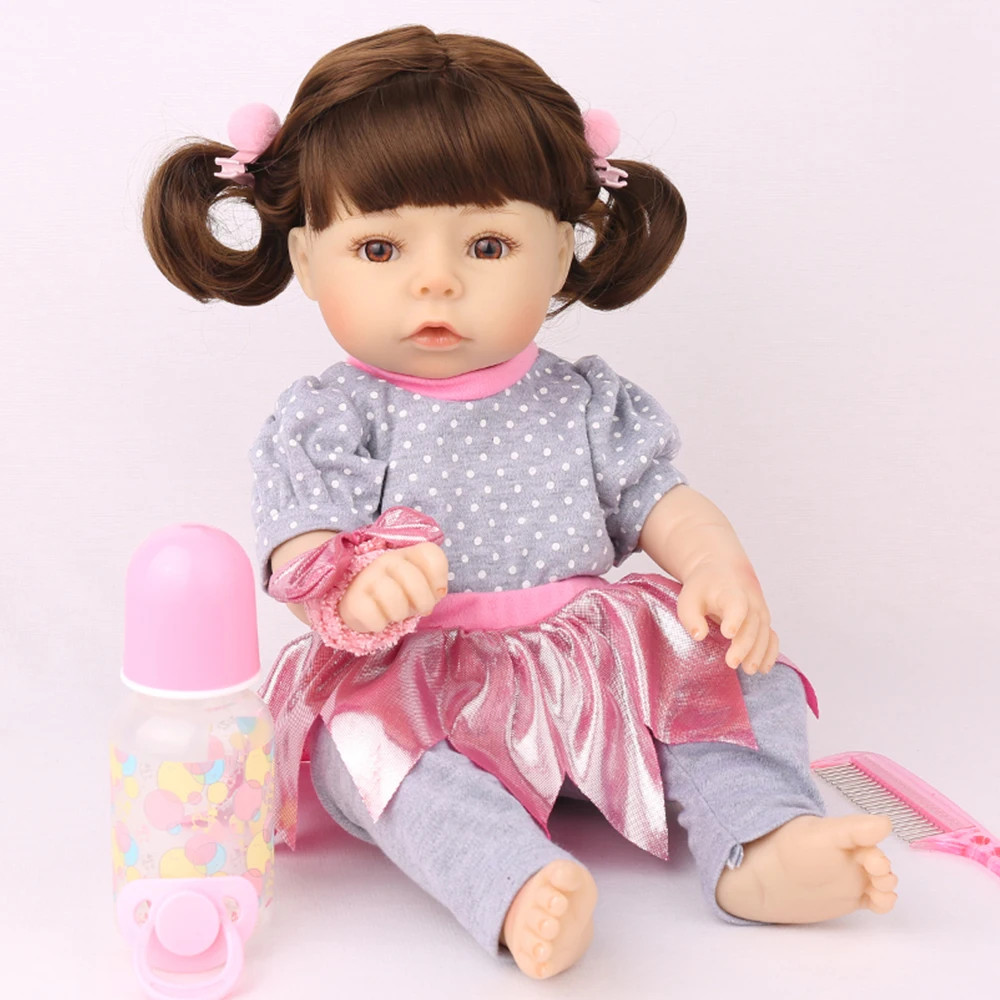 Полностью силиконовая виниловая Кукла Reborn Baby Doll Реалистичная девочка куклы для младенцев 17 дюймов 45 см Реалистичная принцесса Дети bebe игрушка NPK
