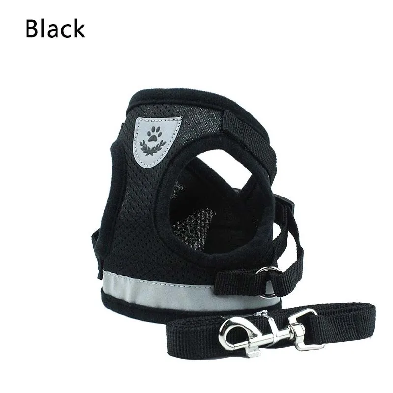 Practical Small Medium Dog Cat Belt Vest Polyester Mesh Harness Adjustable Reflective Pet Traction Rope Vest Walking Lead Leash
