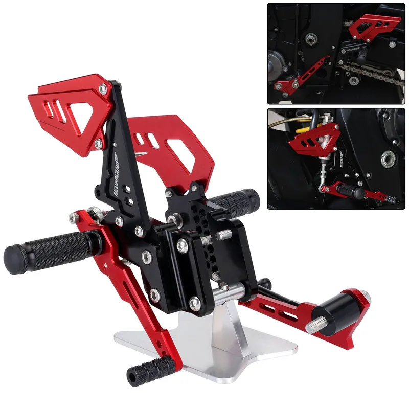 

Red Black Style Motorcycle Footrest Rear Foot Pedal Pegs Set For Suzuli GSX R 600 750 GSX-R GSXR D40
