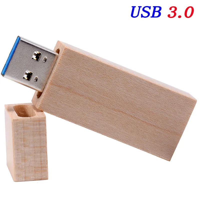 JASTER USB 3,0 флэш-накопитель в деревянном корпусе с логотипом на заказ Бамбук usb с коробкой usb флэш-накопитель карта памяти, Флеш накопитель pendrive 8GB 16GB 32GB 64GB - Цвет: MAPLE  USB