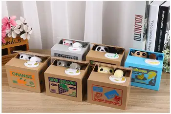 

Cartoon Piggy Bank cat Stealing Coin Money Box Gift Cartoon animal Saving Banks Automatic storage of coins bank Kids Birthday