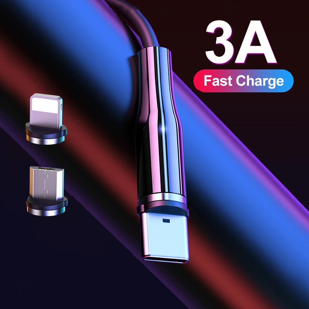 Магнитный кабель Micro USB зарядный типа C 3A магнитный для быстрой зарядки iPhone Samsung