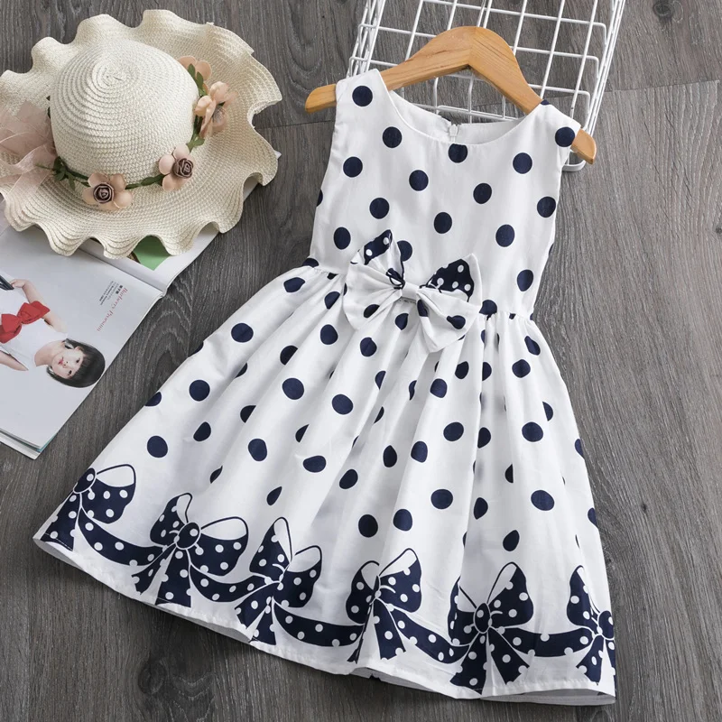 Kids Dresses for Girls 3-8 Years Summer Girl Dress Polka Dots Soft Cotton Children Clothing