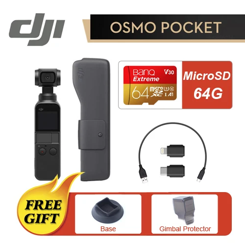 64G Micro SD Set DJI Osmo карман 3-осевая стабилизированная ручной Камера с 4K 60fps видео Механическая стабилизация интеллигентая(ый) съемки - Цвет: 64G Micro SD Set